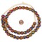 The Bead Chest Bawku Bumblebee Fused Recycled Glass Beads 14mm Ghana African Multicolor Round Large Hole 30 Inch Strand Handmade Fair Trade